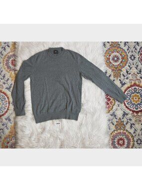H&M Mens Pullover Sweater Sm Gray Crew Neck Ribbed Long Sleeve Tight Knit